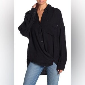 Free people Solid Hidden Valley Button Down Shirt sz small